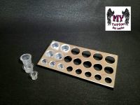 ถาดสเตนเลส ใส่จุกสีสัก 21 รู (21 Holes Tattoo Pigment Ink CapCup Holder Stainless Steel Shelf Stand Tip Supply)