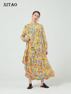 XITAO Dress Pullover Casual Women Print Long Sleeve Dress