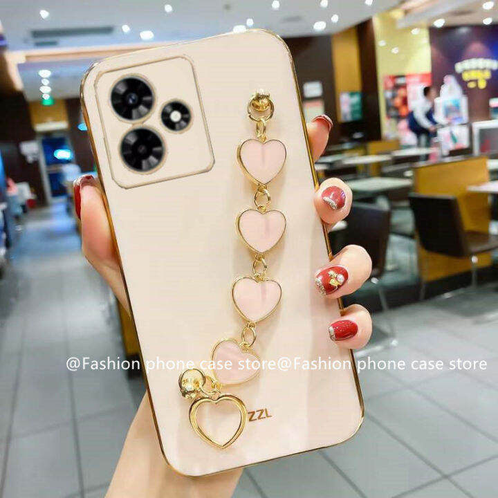 เคสโทรศัพท์-infinix-hot30-hot-30i-hot-30-play-เคส-phone-case-หรูหราสีสันลูกกวาดชุบเคสซิลิโคนอ่อนนุ่มพร้อม2023สร้อยข้อมือรูปหัวใจ