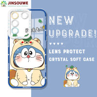 Jinsouwe เคสโทรศัพท์ V27E เคสสำหรับ Vivo ลายการ์ตูนโดราเอมอนคริสตัลเคสยางฝาครอบด้านหลังแบบนิ่ม