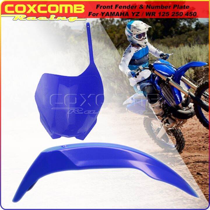 Blue Motocross Enduro Front Fender Amp; Front Number Plate Mudguard ...