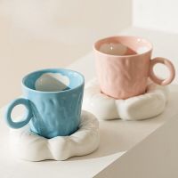 Korean Style New Hand-painted Cute Coffee Cupblue Sky Clouds Pillow Cup Saucer Girl Heart Ceramic Cup Coffee Mug 250ml Tea Cup