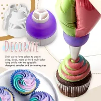 ถุงท่อไอซิ่งหัวฉีด Converter 3 หลุม 3 สีครีม Coupler เครื่องมือตกแต่งเค้กสำหรับ Cupcake Fondant Cookie Baking Tri-สี-WIOJ SHOP