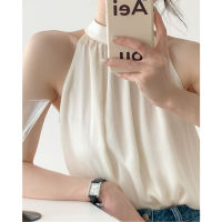 Fast Shipping Spot Port Wind Hanging Neck Top Female Camisole Sleeveless Vest Design Sense Niche Wearing Beauty Shoulder