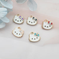 10pcs Cartoon Alloy Charm Bow Cat Earrings DIY Enamel Charm Accessories Earrings Bracelet Keychain Pendant Designer Charms