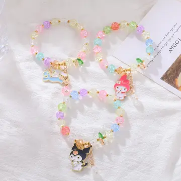 Sanrio Anime Figure Charms Bracelets Kawaii Hello Kitty Beads Hand