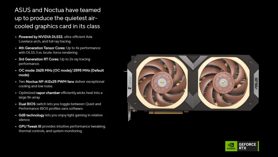 ASUS GeForce RTX™ 4080 16GB GDDR6X Noctua OC Edition