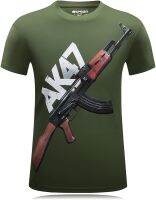 Wincolor Mens Short Sleeve Professional 3D Digital Printed T-Shirts AK-47