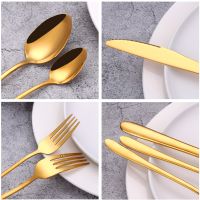 20/24Pcs Gold Tableware Stainless Steel Cutlery Set Western Dinner Set Mirror Knife Spoon Fork Kitchen Untensils Free Shipping