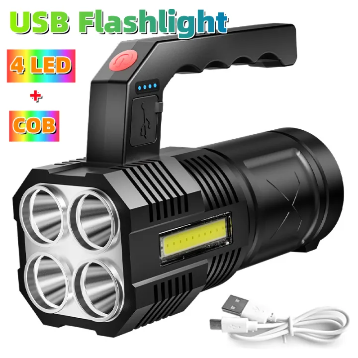 【Ship from Manila】4core Super Bright Flashlight Rechargeable Outdoor