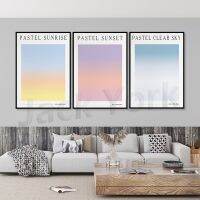 Gradient Sunrise Modern Art Print, Abstract Wall Art Decor,โปสเตอร์พาสเทลเดนมาร์ก,ดิจิตอล,ห้องครัว,ห้องน้ำ,ห้องนั่งเล่น