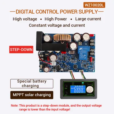 DC 0-100V 20A 1000W LED Digital DC Step-Down Voltmeter Buck Constant Voltage Current MPPT Solar Energy Battery Power Supply Electrical Circuitry Parts