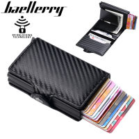 Baellerry กระเป๋าสตางค์ผู้ชาย,ที่ใส่การ์ดอะลูมินัม Rfid คาร์บอนไฟเบอร์ดาดฟ้าคู่กระเป๋าสตางค์กระเป๋าสตางค์บางหนังขนาดเล็กกล่องใส่บัตร