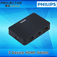 Philips 3 Device HDMI Switch, Use with 4K TV Smart TV Roku Xbox PS3 PS4 Fire Stick DVD Blu Ray Fire TV HDTV Cable Box PC, 4K 1080p 30 FPS, Ultra HD, HDCP 1.4, Black, SWV9283A/27