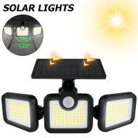 171 COB Solar Lights Outdoor Lighting 3 Heads Solar Security Light Motion Sensor Solar Flood Light With Remote IP65 Street Light