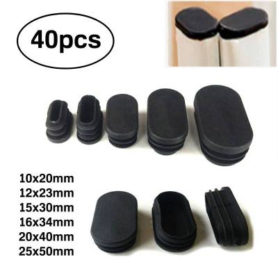 40pcs Hardwood Floor Protector Oval Plastic Plugs Pipe Table Chair Stool Leg Tubing End Cap Tube Pipe Inserts Plug Dust Cover Pipe Fittings Accessorie