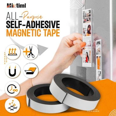 All Purpose Self-adhesive Magnetic Tape Flexible Magnetic Strip Glue Stickers 118Inch/Roll for DIY Organization Double Side Tape Adhesives Tape
