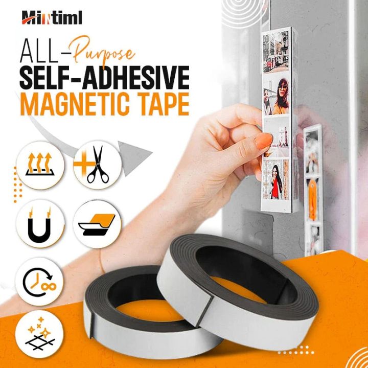 all-purpose-self-adhesive-magnetic-tape-flexible-magnetic-strip-glue-stickers-118inch-roll-for-diy-organization-double-side-tape-adhesives-tape