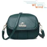 แฟชั่นผู้หญิง PU Leather Shell Crossbody Bag กระเป๋าสะพายไหล่หลายชั้นแบบสบาย ๆ