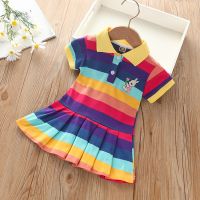 Baby Girls Short Sleeve Stripe Dresses Children Clothing Kids Summer Princess Dress Children Party Ball Pageant Casual Dresses  by Hs2023