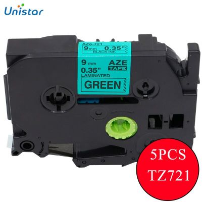 2pcs tze 721 Compatible for Brother P-touch Tape 9mm Black on Green TZe-721 P-touch Ribbon Label Maker