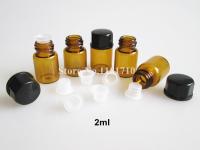 50pcs 1ml 2ml 3ml 5ml Amber Glass Bottle With Black Plastic Lid InnerSmall Brown Thin Glass Sample Vials Essential Oil Bottle