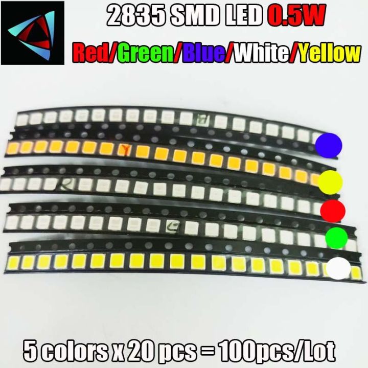 100pcs-2835-0-5w-smd-led-5-colors-x-20pcs-diodes-light-emitting-red-yellow-green-white-blue-electrical-circuitry-parts