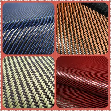 200gsm 1100D Yellow Kevlar & 3K Carbon fiber mixed Fabric 2x2