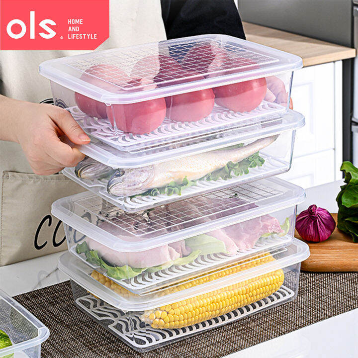 OLS Kitchen Refrigerator Fruit Fish Food Keeper Freezer Storage Box