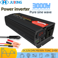 JUXING 3000W เพียวไซน์เวฟอินเวอร์เตอร์ 12V DC 220V AC แปลงสำหรับบ้าน RV รถบรรทุกกับ AC สากลซ็อกเก็ตจอแสดงผล LED