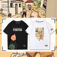 2023High quality new style Original Tintin Adventures Tintin Cartoon Anime Short-sleeved T-shirt Tintins Adventure Mens and Womens Summer Half-sleeve Clothes Trendy