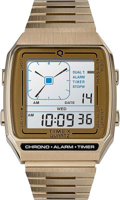 Timex 32.5 mm Q LCA Timex Reissue Digital LCA Stainless Steel Gold