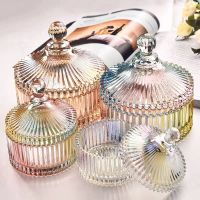 hotx【DT】 Glass Storage Jar with Lid Multicolor Bedroom Jewelry Room Desktop Jars Decoration