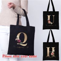 Fashion Letter Customize Name Shoulder Bag Reusable Shopping Bag Folding Handbags Tote Bag Convenient Large-capacity Canvas Bag