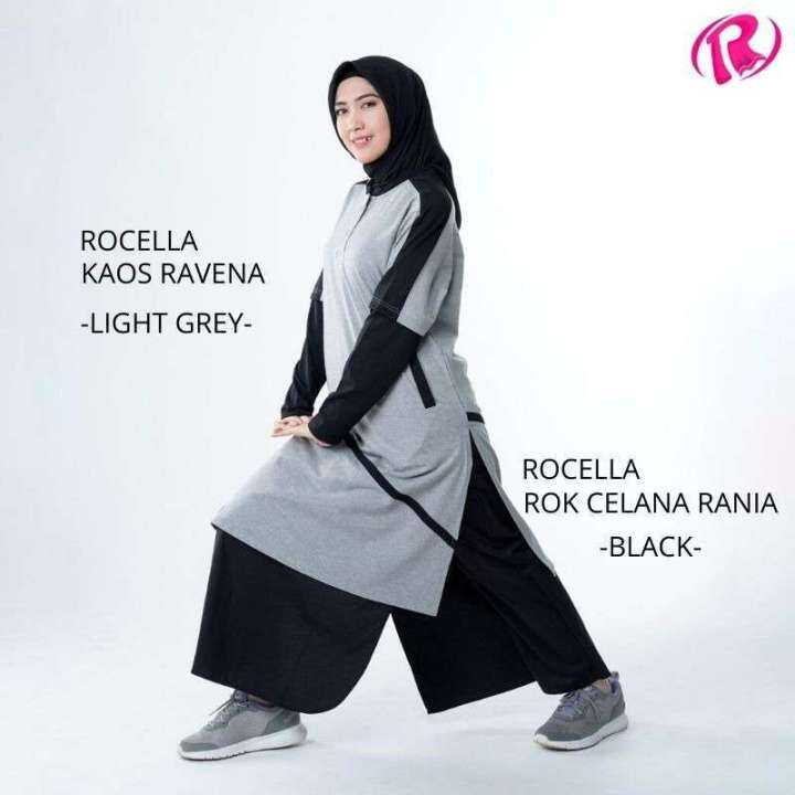 Baju Olahraga Muslimah Kaos Ravena Dan Rok Celana Hitam Rania Rocella ...