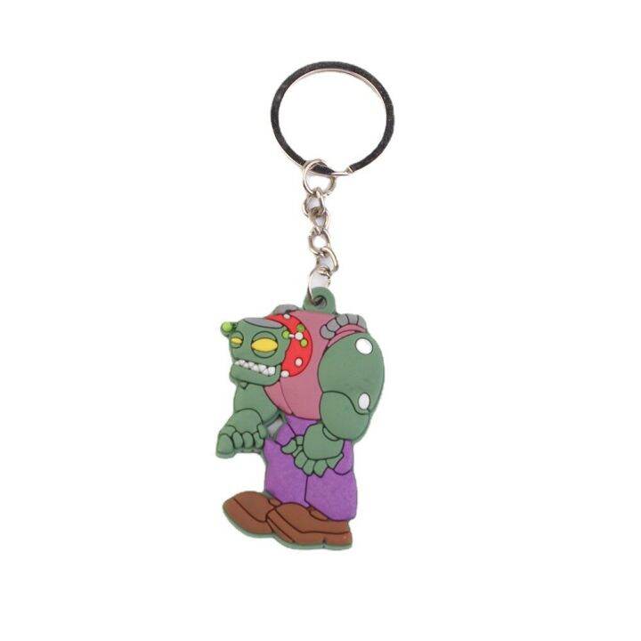 plants-vs-zombies-cartoon-pendant-schoolbag-car-key-ring-couple-key-chain-metal-chain-silicone-birthday-gift-wholesale-key-chains