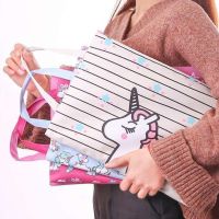 2023 New Kawaii Unicorn Waterproof Canvas A4 File Folder Bag Document Paper Organizer Storage Handbag School Office Stationery