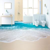 ﹊✹✥ PVC Self Adhesive Waterproof 3D Floor Murals Sea Wave Bathroom Living Room 3D Floor Tiles Wallpaper Sticker Papel De Parede 3 D