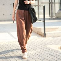 กางเกงผ้าฝ้ายลินินผู้หญิง Slim Casual Women S Pants Loose Pants Plus-Size