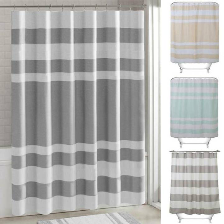 striped-bathroom-shower-bathtub-curtain-with-ring-hooks-modern-design-bath-decor