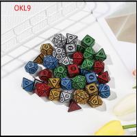 OKL9 35Pcs D4 D6 D8 D10 D12 D20 5สี แวววาว ลูกเต๋า Iidescent อุปกรณ์เสริมเกม ชุดลูกเต๋า