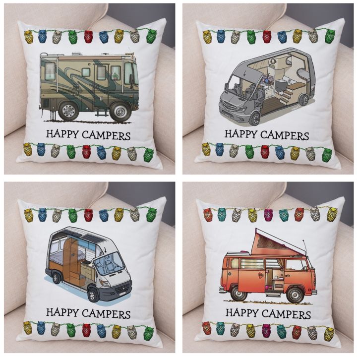 lz-both-sides-cartoon-house-travel-car-cushion-cover-pillow-case-decor-happy-camper-van-life-soft-plush-pillowcase-for-sofa-home