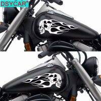 ┅✑❀ DSYCAR 1Pair Universal Motorcycle Gas Tank Skull Flames Badge Decal Sticker Flaming Fanged Stickers