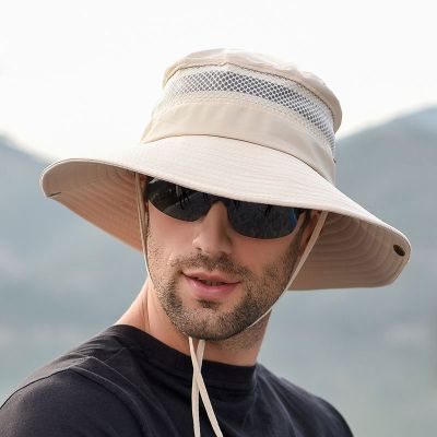 【CC】 New Mesh Breathable Hat Men  39;s Outdoor Hiking Fishing Women  39;s Large Brim Protection Bonnet Caps
