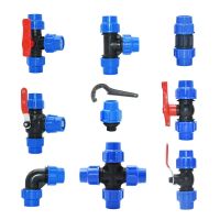 20/25/32/40/50/63mm Plastic PE Tube Tap Water Connector Tee Splitter Quick Valve Coupler Elbow End plug Irrigation Fittings Valves