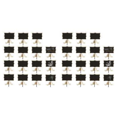 30 Pack Mini Chalkboards Place Cards with Easel Stand - Wood Rectangle Small Chalkboard Signs for Wedding, Parties