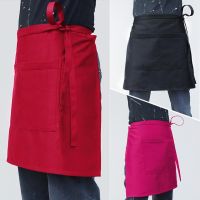 【CW】
 Half Apron with 2 pockets Catering Baking Bar Hotel Waiter Ladies Mens Cotton Short Waist