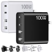 เครื่องชาร์จ Gan 100W 4พอร์ตชาร์จผนัง USB C 2ใช้กับปลั๊กออสเตรเลียและสหภาพยุโรป QC3.0สำหรับ IPhone 13 14แท็บเล็ต