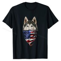 T-Shirt, Siberian Husky Dog, Patriotic America Bandana, USA T Shirts New Design Fitness Tight Cotton Men T Shirt Printed On