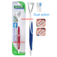 GUM tongue cleaner brush dual action แปรงทำความสะอาดลิ้น 1 ชิ้น